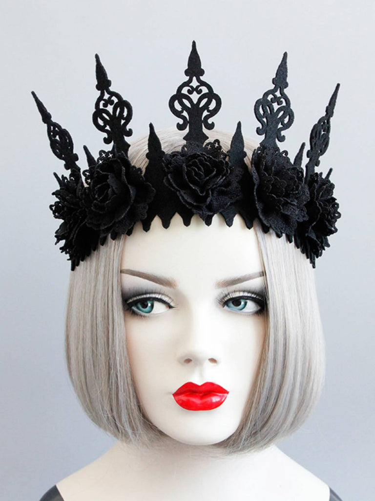 SCHWARZES HALLOWEEN BLUMEN KRONE STIRNBAND