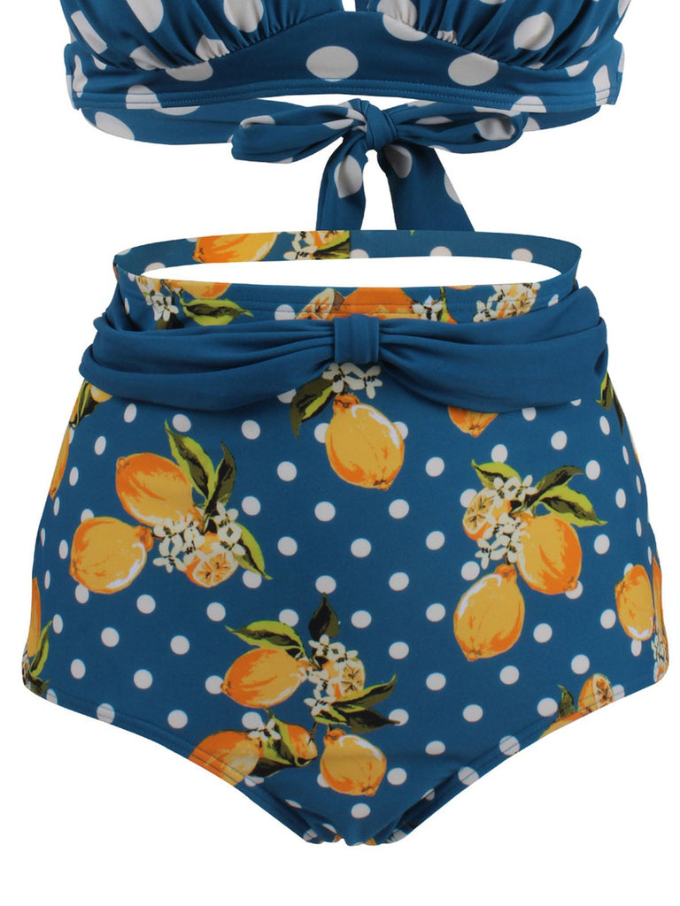 2PCS ORANGE NECKHOLDER BOW DOT BADEANZUG