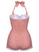Gelb Gingham 1950er Schleife Neckholder Badeanzug