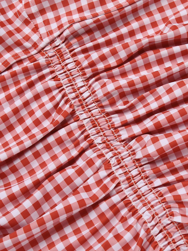 Gelb Gingham 1950er Schleife Neckholder Badeanzug