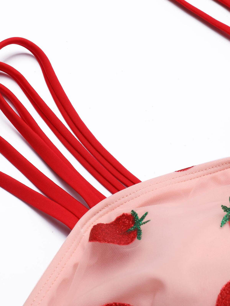 SPITZEN-ERDBEER-CAMI-TANKINI-SET