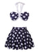 Marineblauer 1940er Polka Dot Halter Badeanzug