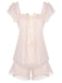 Rosa 1950er Quadratkragen Schleife Pyjamas