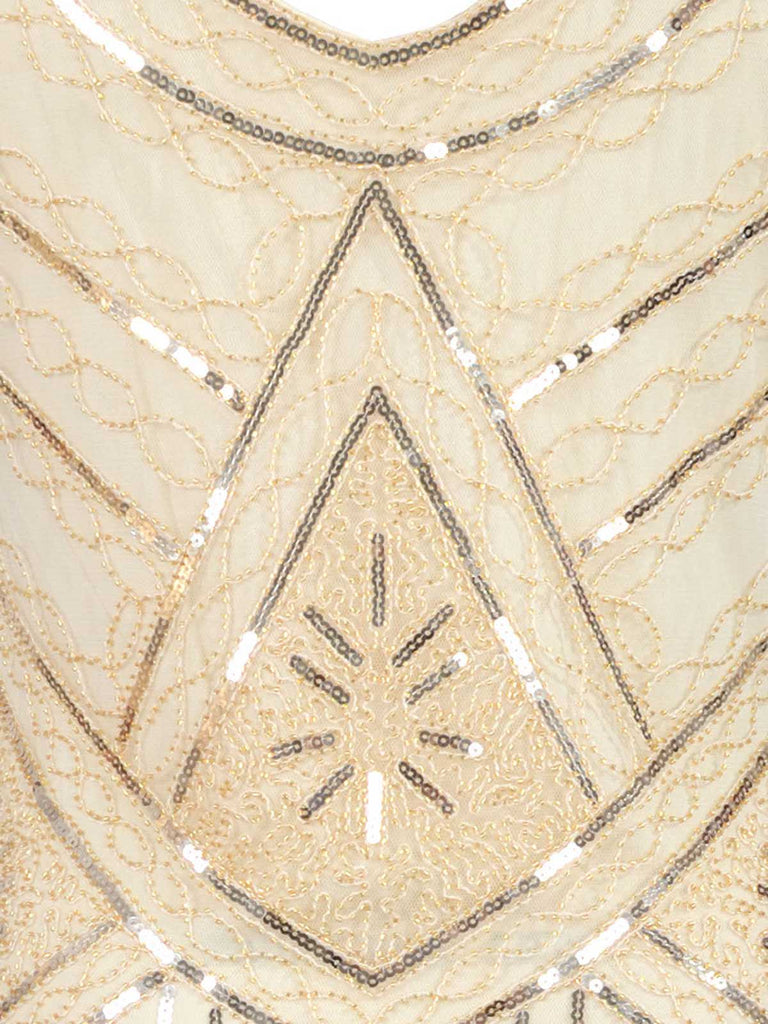 Weiß 1920ER PAILLETTEN FRANSEN FLAPPER KLEID MIT PERLEN