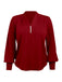 Weinrot 1930er Solide V-AUSSCHNITT PUFFÄRMELN BLUSE