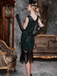 DUNKELGRÜN 1920ER VINTAGE PAILLETTEN FRANSE FLAPPER KLEID