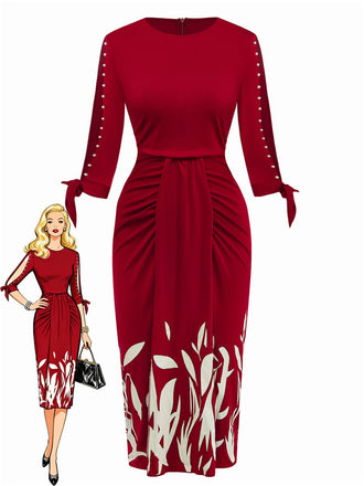 1960er Blumen Cut-Out Patchwork Binde Kleid