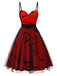 [Vorverkauf] Weinrot 1950er Halloween Träger Schläger Netz Kleid