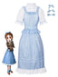 Blau 1970er Gingham Rüschen Puffärmel Kostüm Kleid