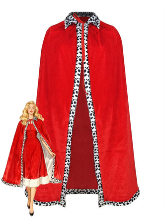 Rot 1930er Cruella Dalmatian Trimmed Krawattenhals Cape