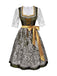 3PCS Grün 1950er Oktoberfest Dirndl Spitze Top & Jacquard Schleife Kleid
