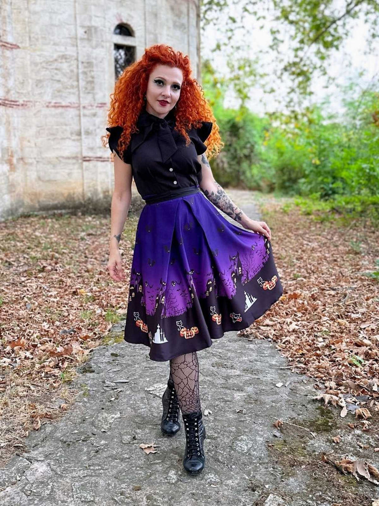 LILA HALLOWEEN PATCHWORK SWING KLEID