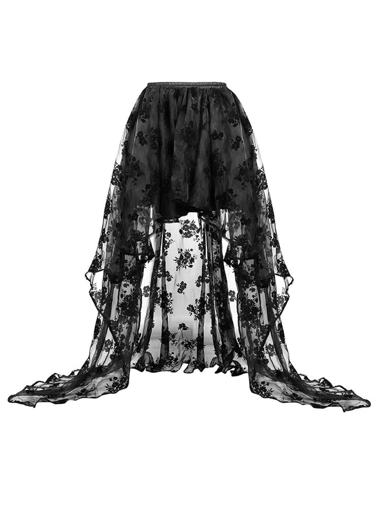 SCHWARZ SPITZE HALLOWEEN STEAMPUNK UNTERROCK