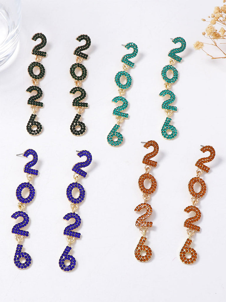 Strass 2026 Bunt Neu Jahr Tropfen Hängend Ohrringe