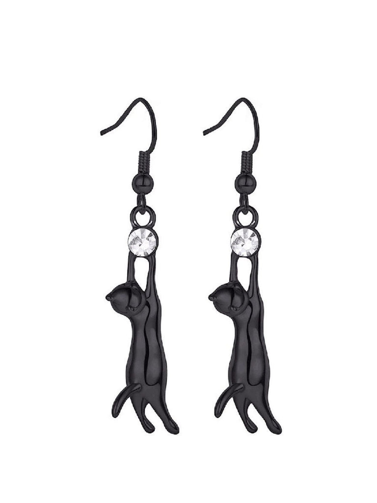 Halloween Katze Diamant Anhänger Ohrringe