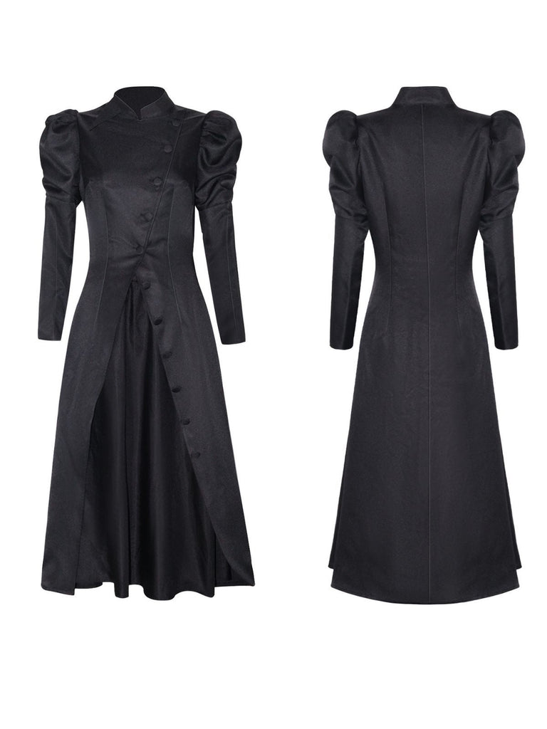 2PCS Schwarz 1940er Gothic Wicked-Inspiriert Elphaba Hexenkostüm mit Hut