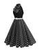 1950er Bogen Binde-Hals Polka Punkte Gürtel Kleid
