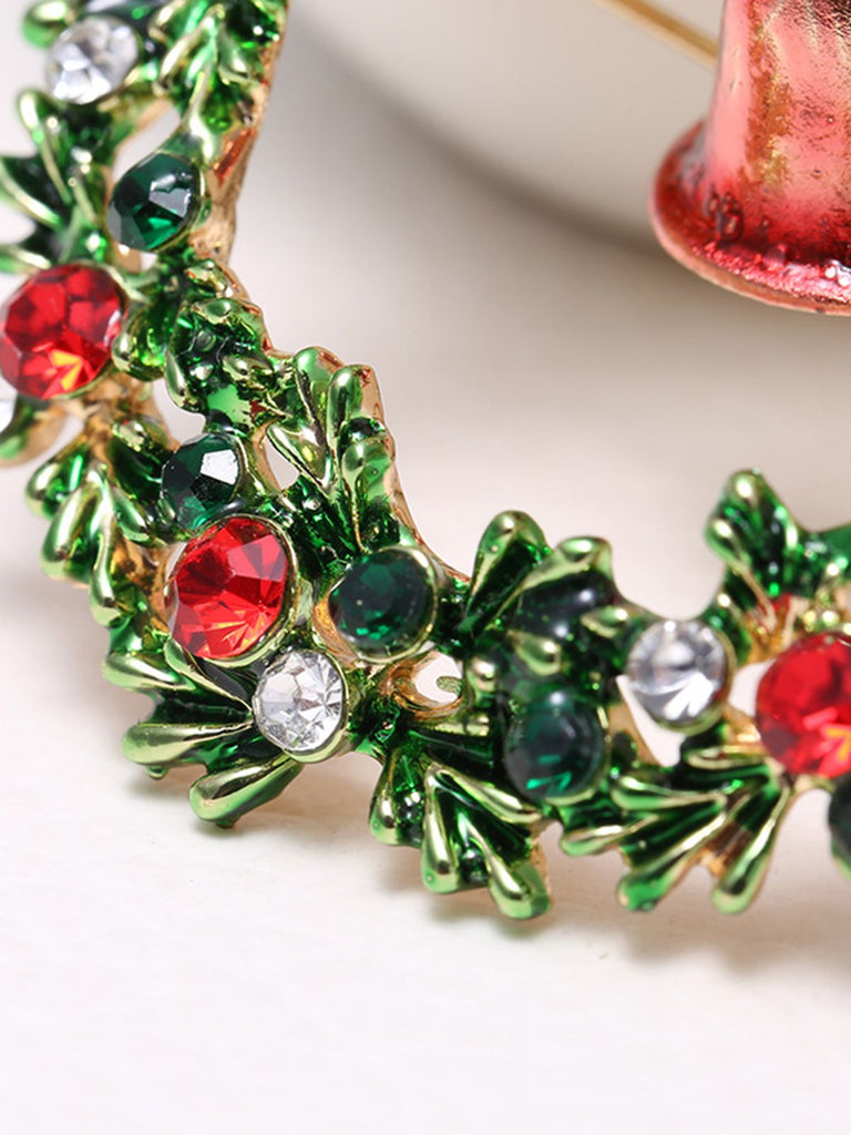 Retro Weihnachten Kranz Strass Brosche