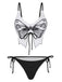 1970er Schmetterling Spaghetti Träger Schnürung Bikini Set