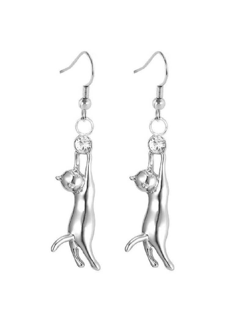 Halloween Katze Diamant Anhänger Ohrringe