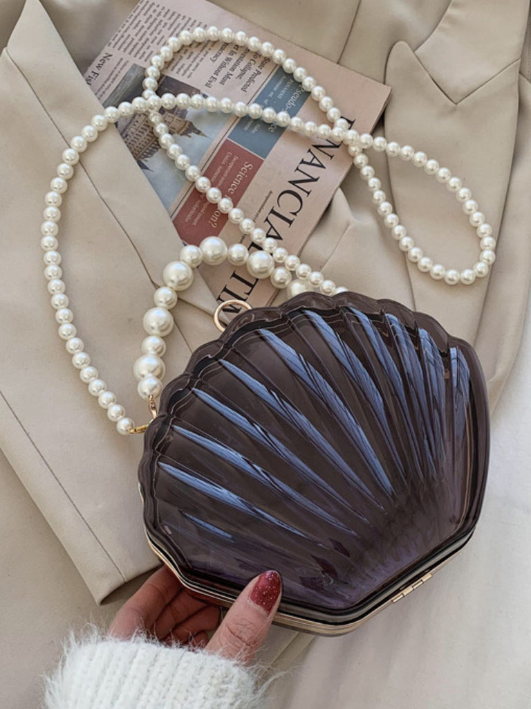 Vintage 3D-Muschel Transparent Perlenkette Tasche