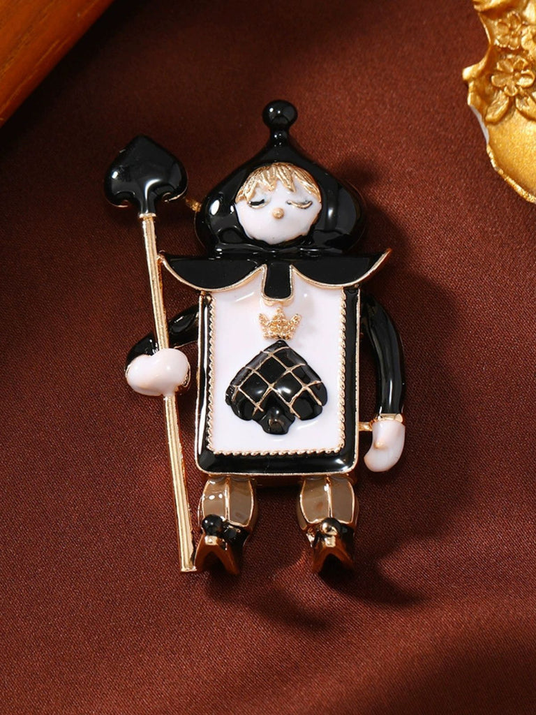 Vintage Rot Herz Schwarz Spatensoldat Weihnachten Brosche