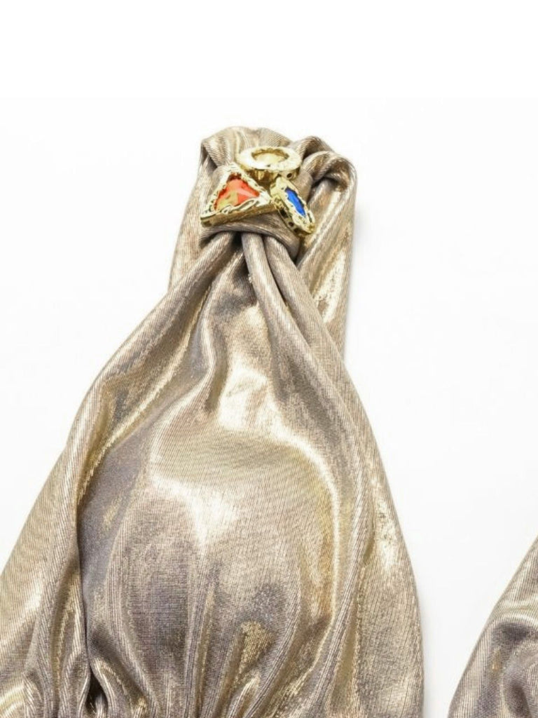 5PCS Gold 1980er Verziert Metallisch Ägyptisch-Inspiriert Bikini Set