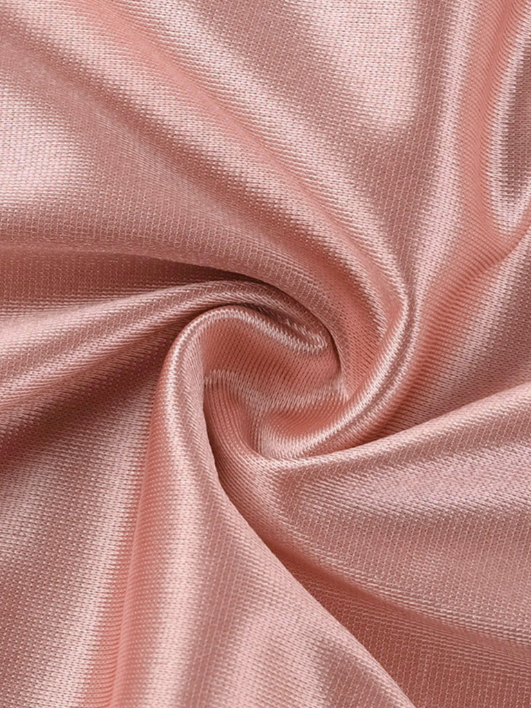 Rosa 1930er Solide Satin Gerüschtes Schlitz Kleid