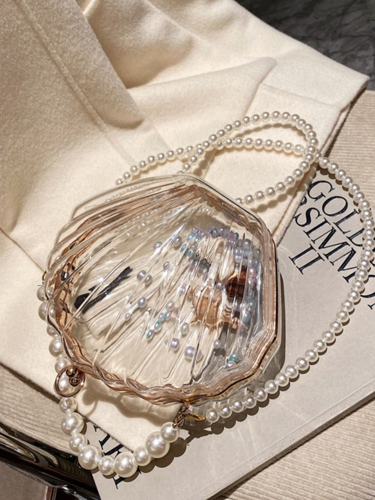 Vintage 3D-Muschel Transparent Perlenkette Tasche
