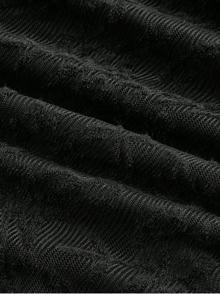 Schwarz 1960er Spitze Glockenärmel Rückenbindung Kleid