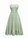 Grün 1940er Spaghetti Träger Bogen Kleid