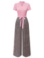[Vorverkauf] Rosa 1930er Plaid Schlüssellochhals Jumpsuit