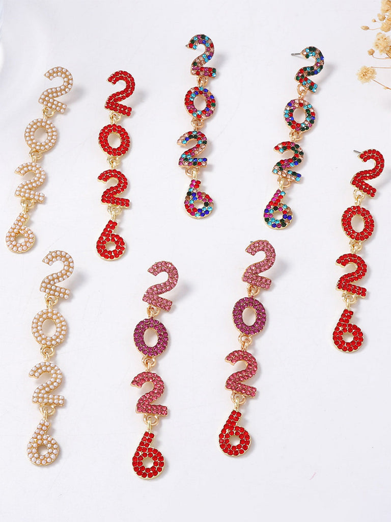 Strass 2026 Bunt Neu Jahr Tropfen Hängend Ohrringe