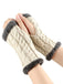 Winter Kunstpelzbesatz Stricken Fingerlos Handschuhe