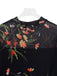 Schwarz 1930er Blumen Netz Rüschen Maxi Kleid