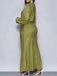 1930er Funkeln Gerüschtes Laternenärmel Stricken Fischschwanz Kleid