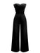 1970er Solide Trägerlos Feder Jumpsuit
