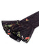 Schwarz 1930er Blumen Netz Rüschen Maxi Kleid
