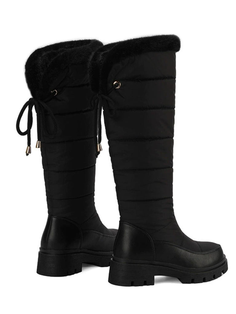 Kunstpelz Kniehoch Schneefall Stoff Stiefel