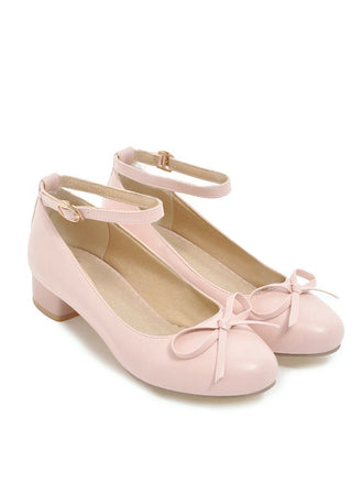 Rosa Runde Zehe Solide Schnalle Bogen High Heels