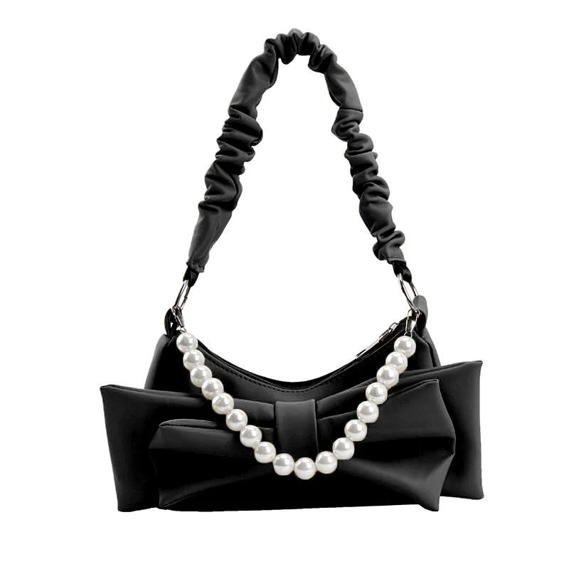 RETRO BOWKNOT PEARL SOLIDE ACHSELTASCHE