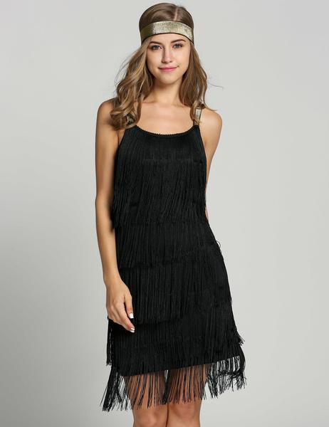 GRAU 1920ER FRINGE GROßE GATSBY KLEID MIT GÜRTEL