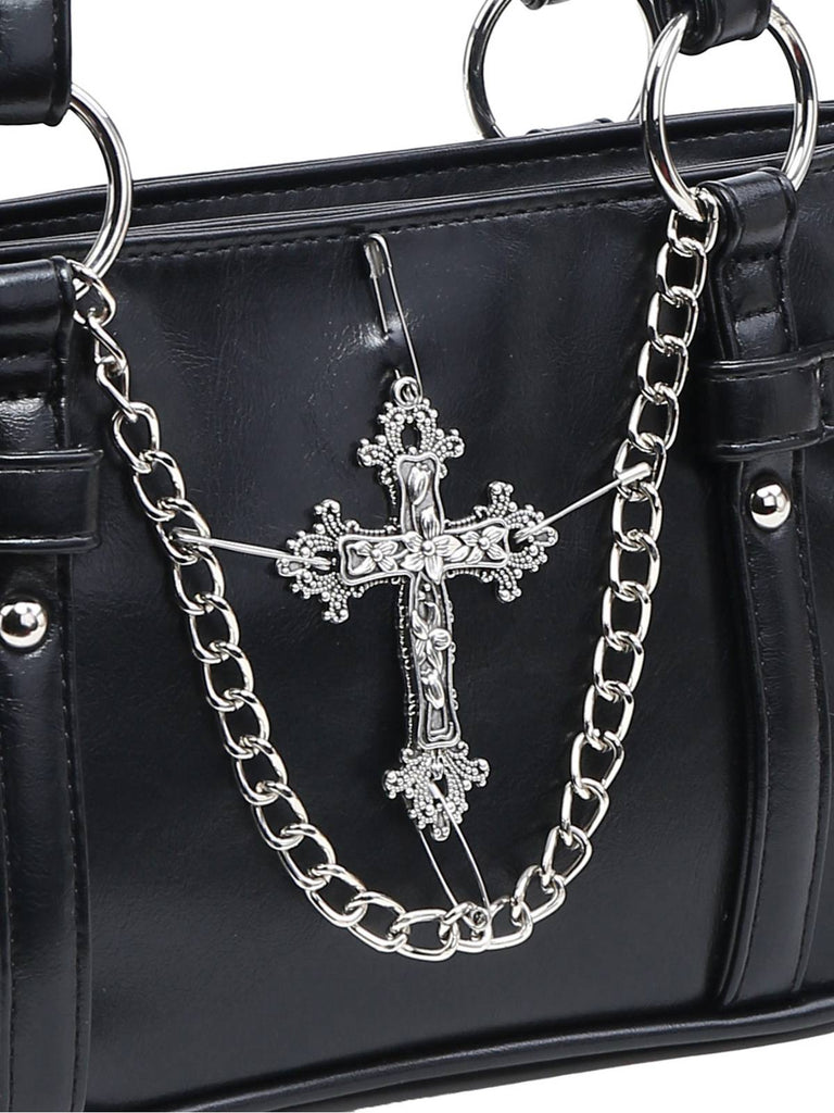 Vintage Schwarz Kreuzen Chain Umhängetasche