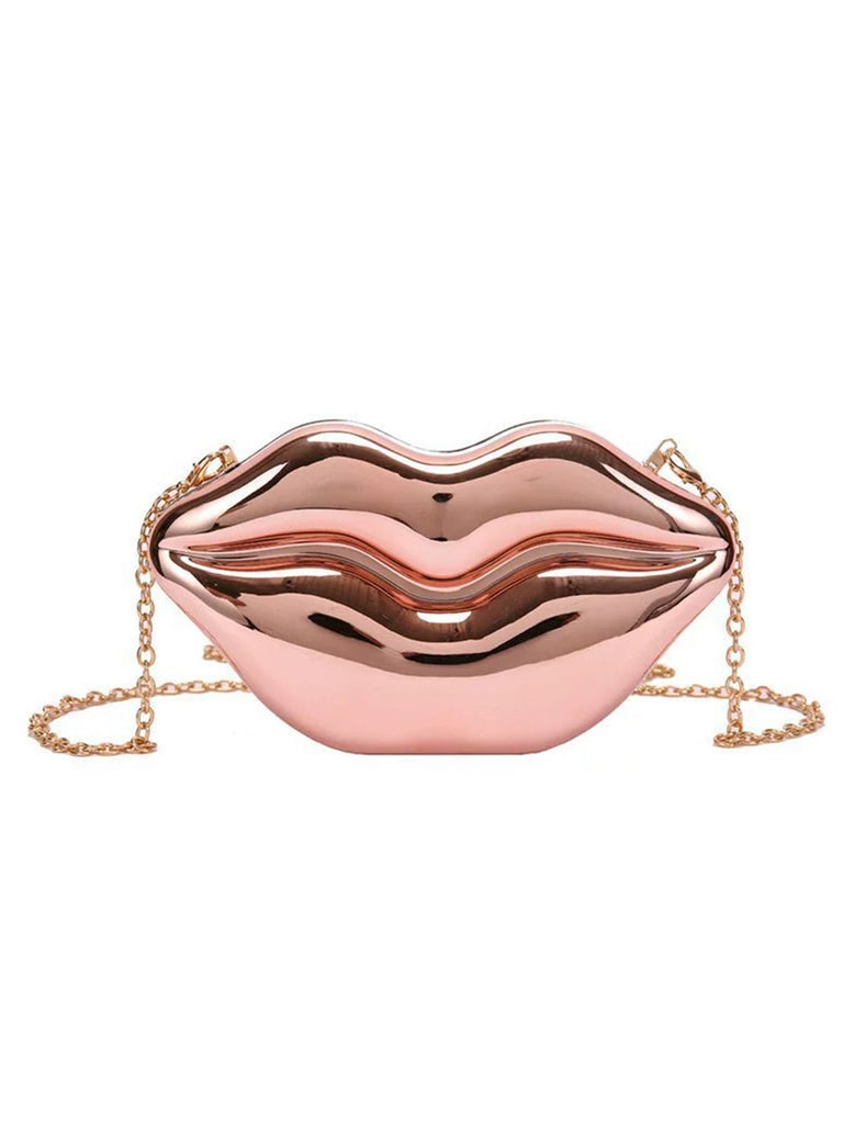 Lippenförmige Metallic-Umhängetasche