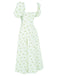 1940er Kleine Blumen Quadratischer Hals Schlitz Kleid