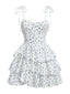 Weiß 1960er Kleine Blumen Kuchen Kleid