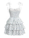 Weiß 1960er Kleine Blumen Kuchen Kleid