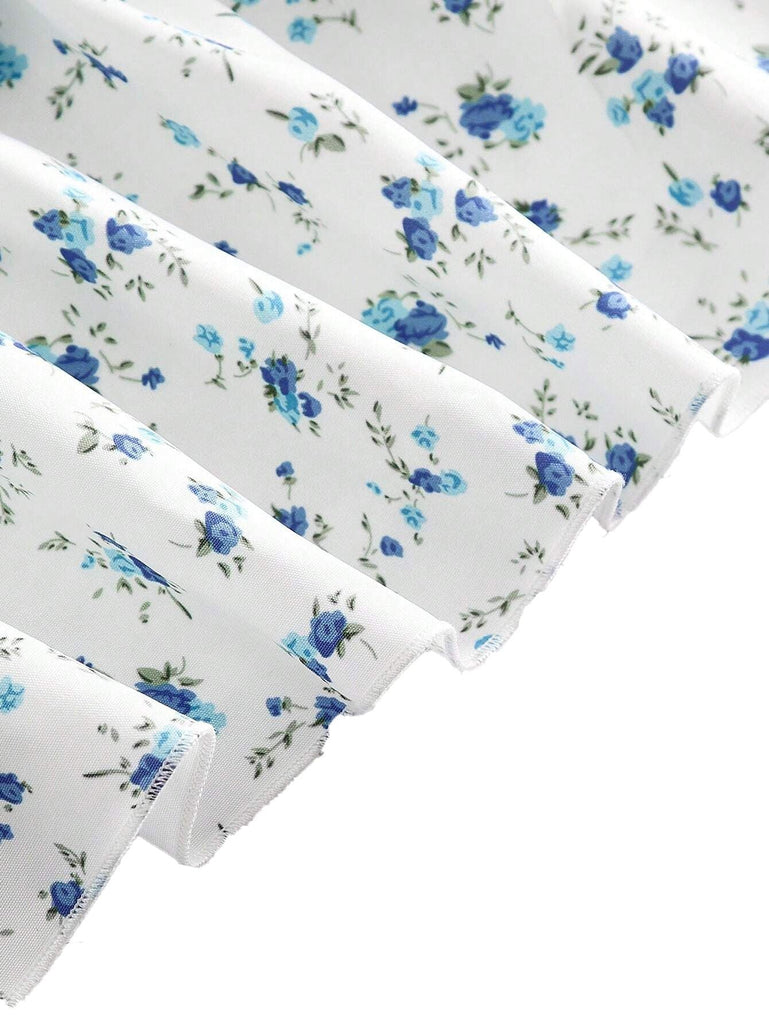 Weiß 1960er Kleine Blumen Kuchen Kleid