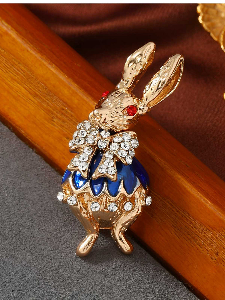 Gold-Tone Strasssteine Kaninchen Brosche
