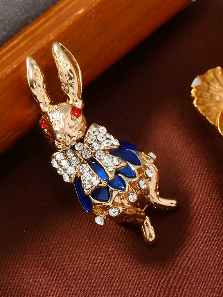 Gold-Tone Strasssteine Kaninchen Brosche